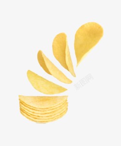 黄色薯片层叠着黄色零食薯片实物高清图片