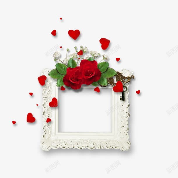 红玫瑰欧式相框png免抠素材_新图网 https://ixintu.com 婚纱 拍照 玫瑰 相册 相框 结婚