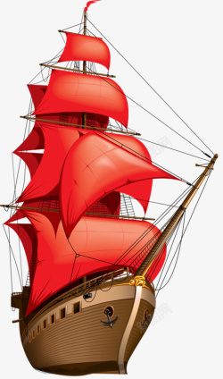 大船红色帆船高清图片