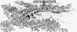 市井图古代桥上集市高清图片