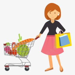 购物车女人超市买菜的女人高清图片