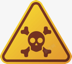 骷髅骨头骷髅头危险品三角形黄色警告牌实高清图片