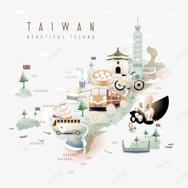 卡通台湾建筑美食地图png图片免费下载 素材7yygjaaaq 新图网