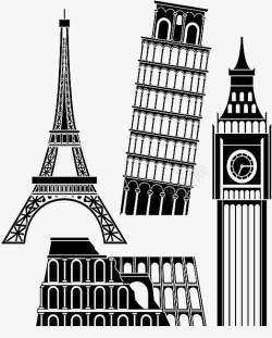 欧式建筑简笔画埃菲尔铁塔插画高清图片