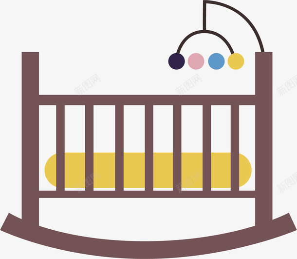 棕色的婴儿床矢量图ai免抠素材_新图网 https://ixintu.com 婴儿床 床 彩色灯 摇篮 棕色 母婴用品 矢量图
