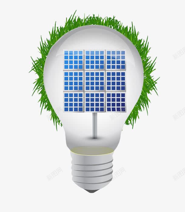 创意绿色灯泡png免抠素材_新图网 https://ixintu.com 光伏 光伏发电 发电板 太阳能 灯泡 绿色 自色能源 草丛
