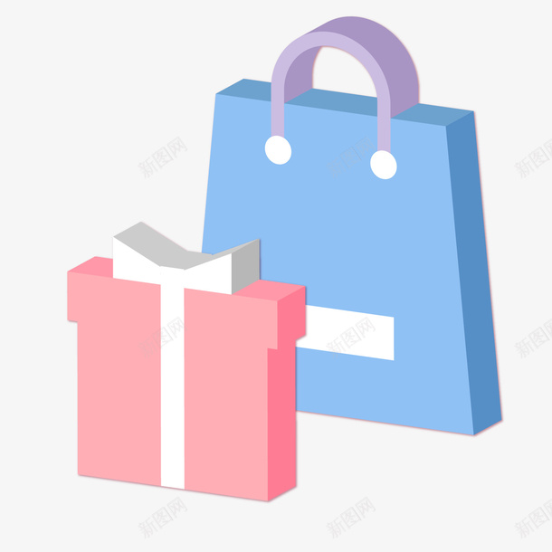 一个购物袋和一份礼物矢量图图标ai_新图网 https://ixintu.com 25D图标 商场 手绘 生日 矢量图 礼物 购物 购物袋 购物袋手袋布袋ui 过节