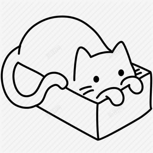 创意手绘趴在箱子里的小猫咪png免抠素材_新图网 https://ixintu.com 创意 卖萌小猫 箱子