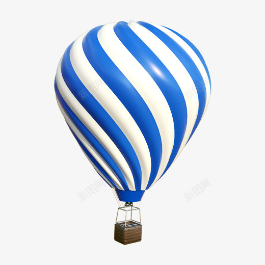 一只蓝白相间的氢气球psd免抠素材_新图网 https://ixintu.com 一只氢气球 升空 手绘 旅游项目 热气球 飞行