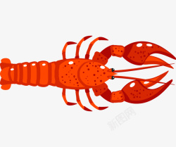动画海鲜手绘卡通红色龙虾高清图片