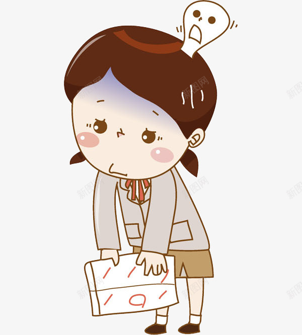 失落的女孩png免抠素材_新图网 https://ixintu.com 卡通 失落的 学生 害怕的 惊恐的 插图 试卷