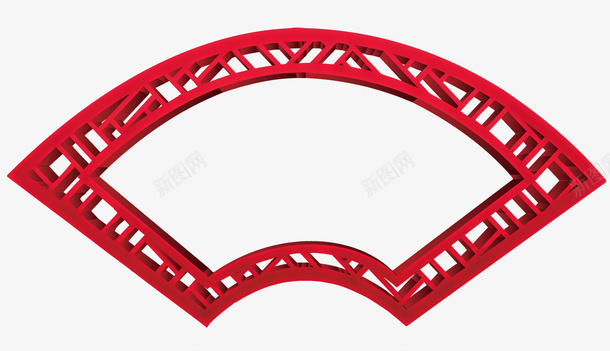 红色中国风扇形框架png免抠素材_新图网 https://ixintu.com 中国风花纹 扇形框架 新春框架 红色框架 节日装饰 装饰图案