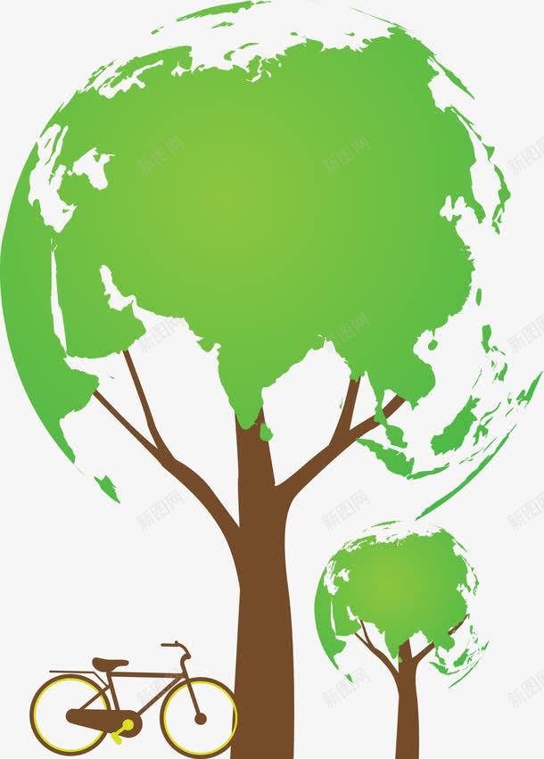 绿色环保卡通树木png免抠素材_新图网 https://ixintu.com 健康环保 地不就树木 绿色环保卡通树木 自行车 节能 运动