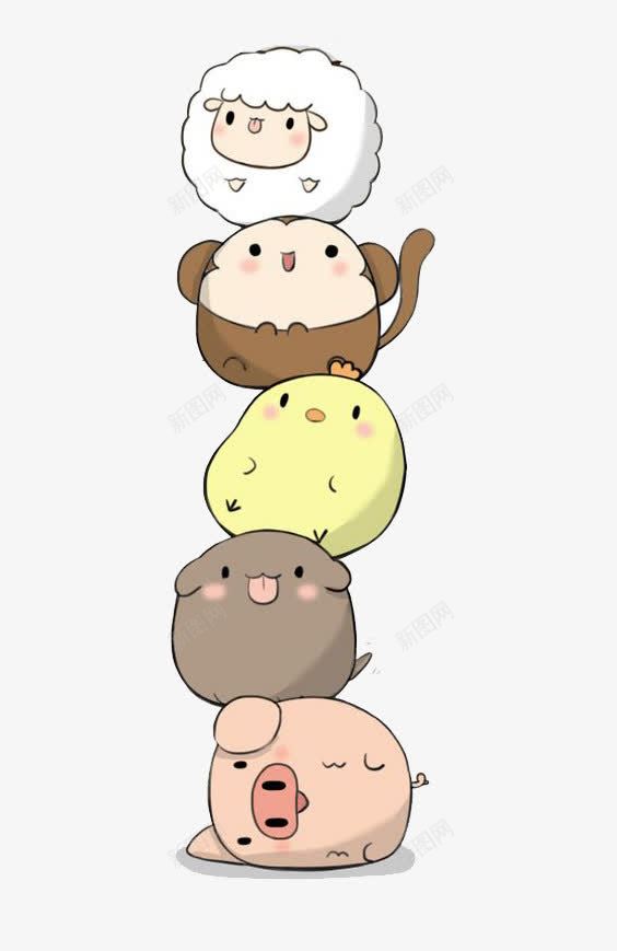 卡通动物png免抠素材_新图网 https://ixintu.com 动物 卡通 可爱 手绘 水彩 牛 猴 羊 装饰 鸡