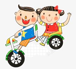 俩宝骑单车的孩子们高清图片