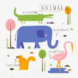 象神插图可爱的动物插图高清图片