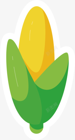 黄绿玉米杆绿叶黄玉米矢量图高清图片