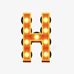 字体设计H数字字母字母H霓虹灯字体高清图片