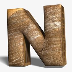 3d木头材质立体木头英文字母N高清图片