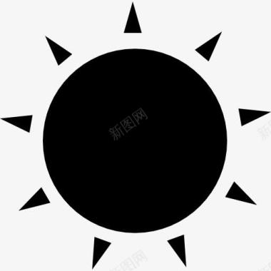 太阳的黑色圆形小射线三角形图标图标