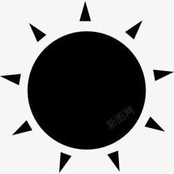 黑色多重射线太阳的黑色圆形小射线三角形图标高清图片