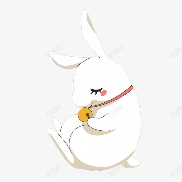 戴铃铛的兔子png免抠素材_新图网 https://ixintu.com 一只 兔子 兔子简笔画 卡通 可爱 圆铃铛 手绘 玉兔 白色 铃铛 黄色