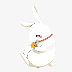 白色玉兔戴铃铛的兔子高清图片