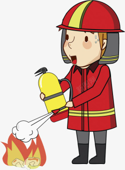 戴消防帽子手绘消防员高清图片