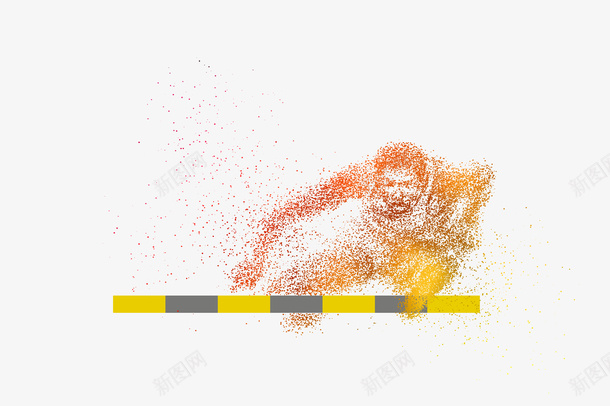 跨栏圆点粒子剪影psd免抠素材_新图网 https://ixintu.com 体育 动态 粒子 粒子剪影 粒子圆点 色彩 跨栏 运动 运动会 黄色