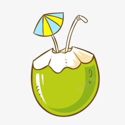 鲜榨椰子汁椰子卡通手绘椰子汁矢量图高清图片
