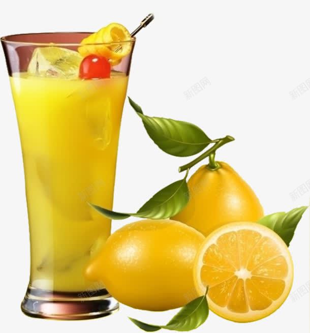 冰镇柠檬汁png免抠素材_新图网 https://ixintu.com 果汁 水果 饮品 饮料 黄色