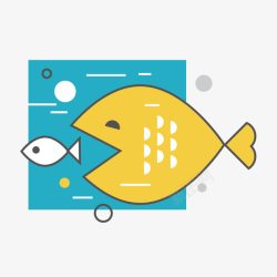 小鱼简笔画彩色大鱼吃小鱼元素高清图片