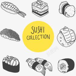 手绘日本寿司美味食品卡通手绘日式寿司高清图片
