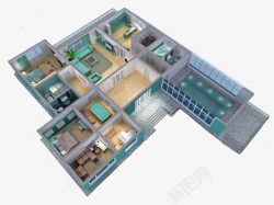 CAD图纸与房子模型室内平面效果图高清图片