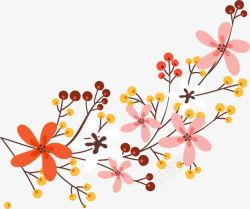 多彩叶子背景手绘多彩花朵高清图片