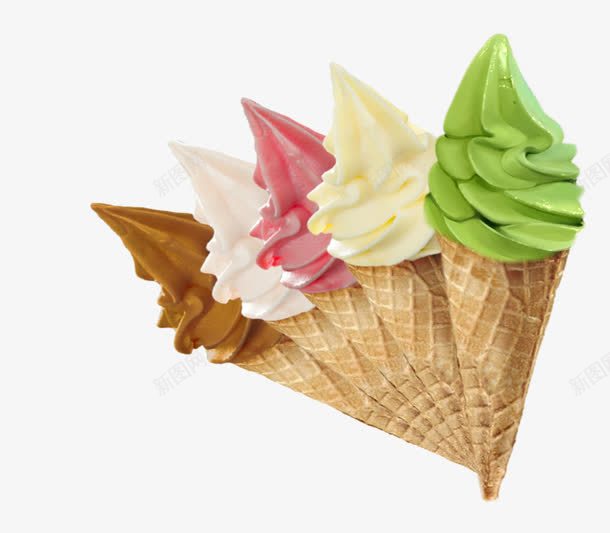 多彩甜筒冰淇淋png免抠素材_新图网 https://ixintu.com 冰淇淋 咖啡 彩色 牛奶 甜筒 绿茶 草莓 香草甜筒