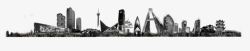 泰国地标建筑手绘黑白成都城市剪影高清图片