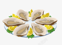 食物封面手绘卡通一盘海蛎子高清图片