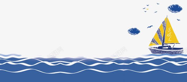 卡通海面png免抠素材_新图网 https://ixintu.com 卡通 帆船 水面 波浪纹 海上
