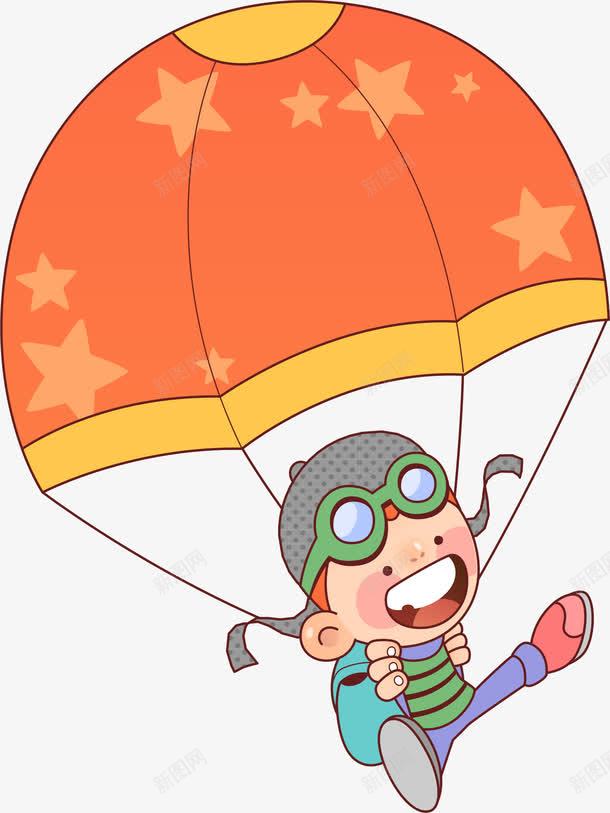 降落伞男孩png免抠素材_新图网 https://ixintu.com AI 儿童 卡通 天空 手绘 橙色 滑翔 男孩 线条 降落伞 飞翔