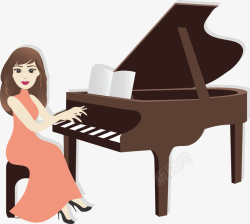 美女弹奏钢琴素材