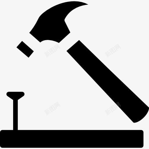 锤子和钉子木材轮廓图标png_新图网 https://ixintu.com 工具和器具 木工 木锤的轮廓 钉子 钉钉子 锤子 锤工具