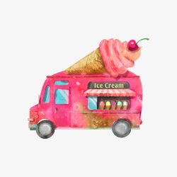 冰淇淋汽车唯美手绘甜品屋创意高清图片