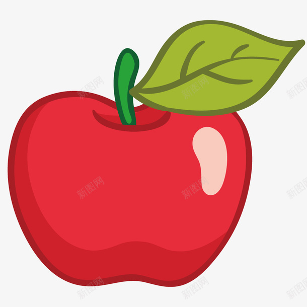 红红的苹果矢量图ai免抠素材_新图网 https://ixintu.com 手绘 插画 水果 苹果 食物 矢量图