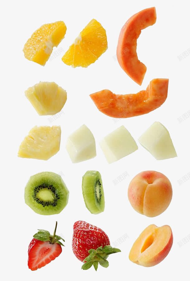 水果png免抠素材_新图网 https://ixintu.com 木瓜 橙子 水果片 猕猴桃 美食