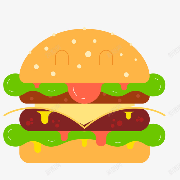 可爱表情汉堡包矢量图ai免抠素材_新图网 https://ixintu.com burger 天猫吃货节 扁平化 汉堡包 矢量图 美食 食物