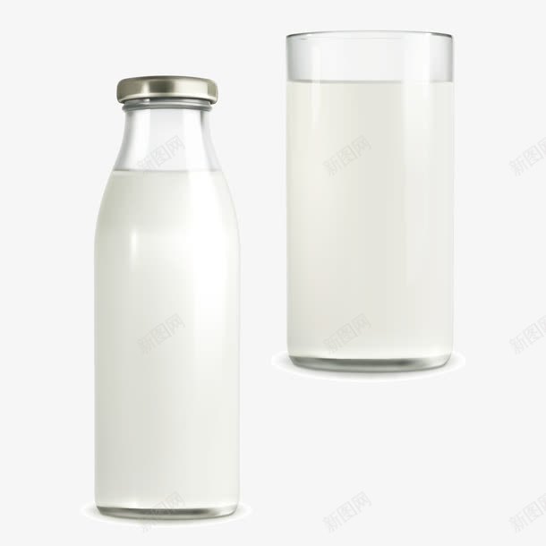 牛奶玻璃制品包装瓶png免抠素材_新图网 https://ixintu.com 玻璃牛奶瓶 矢量牛奶瓶