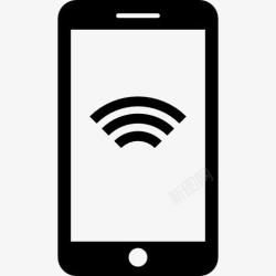 WiFi连接智能手机和无线互联网图标高清图片