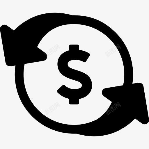 美元兑换图标png_新图网 https://ixintu.com 曲线箭头 生意 硬币 美元 货币 金钱 银行
