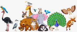 动物合影卡通动物园高清图片